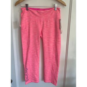 NWT LILLY PULITZER Luxletic Weekender Crop Leggings Logo Pink Size M
